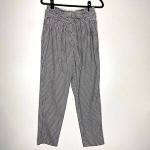 H&M Houndstooth High Waist Paperbag Belted Ankle Pant Women's Size 8